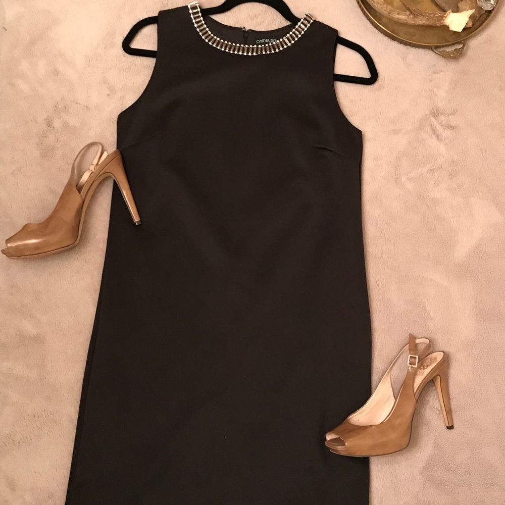 Cynthia Rowley Black Rhinestone Neck Dress Size 4